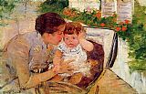 Mary Paintings - Susan Comforting the Baby 1881 by Mary Cassatt